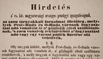 1853 A Dunagőzhajózási Társulat által Pest-Budán keresztül szállított áruk adózásáról szóló pénzügyi...