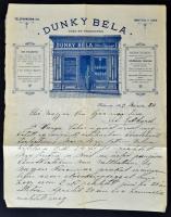 1899 Budapest Híd utcai Dunky Béla órás képes számlája