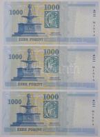 2015. 1000Ft fekete "MINTA" felülnyomással (3x) sorszámkövetők, "DA 0000097, 0000098,...