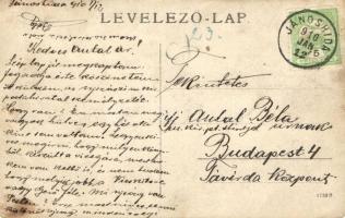 1910 Újszász, Magyar királyi postahivatal személyzete, photo (kis szakadás / small tear)