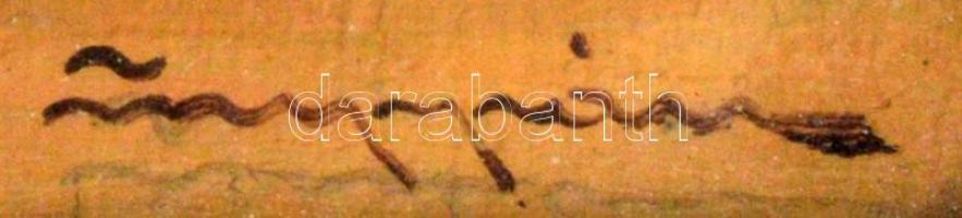 Zuppán jelzéssel: Csónak és utasai. Olaj, falemez, üvegezett keretben, 7×12 cm