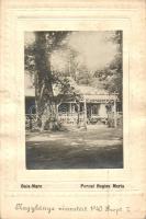 1940 Nagybánya, Baia Mare; Mária királynő park, vendéglő, ráragasztott fotó, kiadja Aladar Frankovits / Parcul Regina Maria / park, restaurant, glued photo '1940 Nagybánya visszatért' So. Stpl (b)