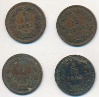 Ausztria 1858A 5/10kr Cu + 1860A 5/10kr Cu + 1881. 5/10kr Cu + 1885. 5/10kr Cu T:2,2-,3 Austria 1858A 5/10 Kreuzer Cu + 1860A 5/10 Kreuzer Cu + 1881. 5/10 Kreuzer Cu + 1885. 5/10 Kreuzer Cu C:XF,VF,F