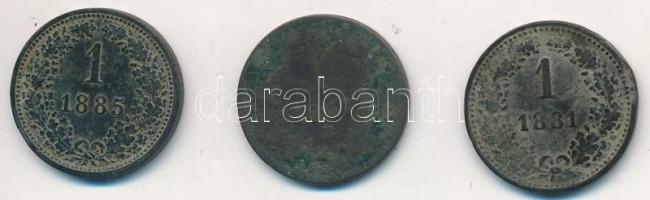 Ausztria 1881. 1kr Cu + 1885. 1kr Cu + Magyarország 1861B 1kr Cu T:2-,3 patina
Austria 1881. 1 Kreu...