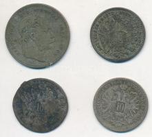 Ausztria 1868. 10kr Ag + 1869. 10kr Ag + 20kr Ag + 1872. 10kr Ag "Ferenc József" T:2-,3 pa...