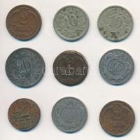 Ausztria 1895-1918. 2h-20h 9db-os vegyes Heller tétel T:2,2-,3 Austria 1895-1918. 2 Heller - 20 Heller 9pcs of various Heller coins C:XF,VF,F