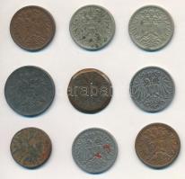 Ausztria 1895-1918. 2h-20h 9db-os vegyes Heller tétel T:2,2-,3
Austria 1895-1918. 2 Heller - 20 Hel...