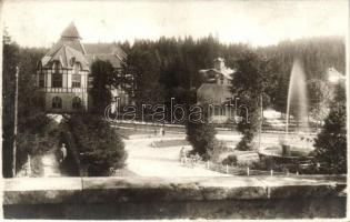 1934 Borszék, Borsec; szökőkút, villák / fountain, villas, Georg Heiter photo (b)
