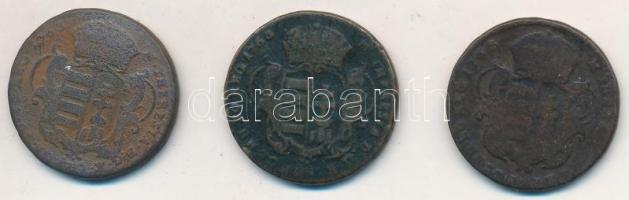 1763. Rézdénár "Mária Terézia" zárt korona (3x) T:3 
Huszár: 1756., Unger III.: 1278