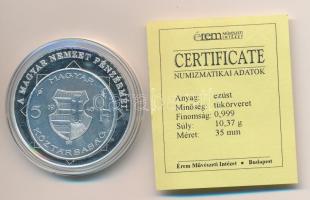 DN "A magyar nemzet pénzérméi - A Forintrendszer bevezetése 1946. 5Ft" Ag emlékérem, tanús...