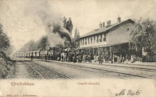 Körmöcbánya, Kremnica; vasútállomás, gőzmozdony, kiadja Ritter Lipót / railway station, locomotive (fa)