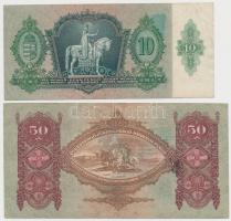 1932. 50P + 1936. 10P egyiken nyomdai papírránc, mindkettő hamis nyilaskeresztes felülbélyegzéssel (...