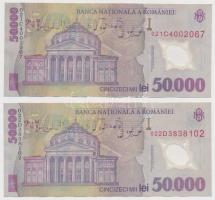 Románia 1945. 5000L + 2001. 50.000L (4x) T:III
Romania 1945. 5000 Lei + 2001. 50.000 Lei (4x) C:F
...