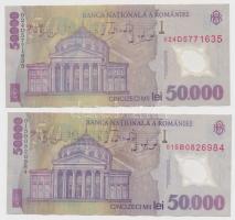 Románia 1945. 5000L + 2001. 50.000L (4x) T:III
Romania 1945. 5000 Lei + 2001. 50.000 Lei (4x) C:F
...