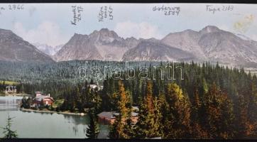 Tátra, Csorba tó, háromrészes panorámalap, kiadja Cattarino S. / panoramacard (r)