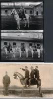 cca 1935 Huszárok és kiképzésük, Lőcsey Árpád kecskeméti vándorfényképész hagyatékában őrzött 3 db ü...