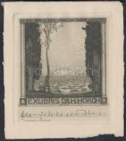 Georg Broel (1884-1940): Ex libris H.Horch. Rézkarc, papír, jelzett a karcon, 11×10 cm