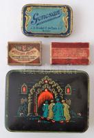 Vegyes kis bolha tétel: 2 db fémdoboz, 2 db gyufásdoboz