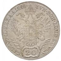 1828E 20kr Ag "Ferenc I" (6,61g) T:2,2- / 
Hungary 1828E 20 Kreuzer Ag "Franz I&quot...