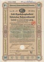 Németország/Weimari Köztársaság/Drezda 1926. "Szász Mezőgazdasági Bank Részvénytársaság" részvénye 100M-ról, lyukasztással és szárazpecséttel + 1929. "Terrain-Gesellschaft am Teltow-Canal Rudow-Johannisthal, Atkiengesellschaft" részvénye 300M-ről, szárazpecséttel, lyukasztva + "Szász Földhitel Intézet" jelzáloglevele 500M-ról, szárazpecséttel, lyukasztva T:II Germany / Weimar Republic / Dresden 1926. "Sächsische Landwirtschaftsbank Aktiengesellschaft" share about 100 Mark, with puncture and embossed stamp + 1929. "Terrain-Gesellschaft am Teltow-Canal Rudow-Johannisthal, Atkiengesellschaft" share about 300 Mark with embossed stamp, perforated + "Sächsischen Bodencreditanstalt" debenture about 500 Goldmark with embossed stamp, perforated C:XF