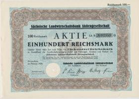 Németország/Weimari Köztársaság/Drezda 1926. "Szász Mezőgazdasági Bank Részvénytársaság" r...