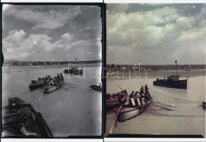 cca 1950 Balatoni halászok, Kotnyek Antal (1921-1990) fotóriporter hagyatékában őrzött 4 db korabeli...