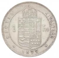 1877KB 1Ft Ag "Ferenc József / Középcímer" Körmöcbánya (12,34g) T:2 kis ph. / 
Hungary 18...