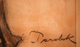 Parobek Alajos (1896-1947): Férfi akt háttal. Szén, papír, jelzett, üvegezett keretben, 58×34 cm