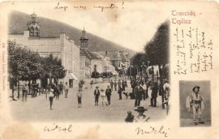 Trencsénteplic, Trencianske Teplice; Széchény utca, folklór / street, folklore (r)