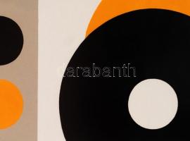 Dévényi János (1956-): Konkrét formák. Akril, papír, jelzett, üvegezett keretben, 30×40 cm