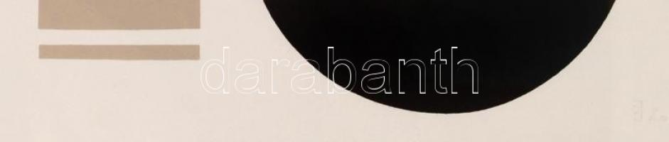 Dévényi János (1956-): Konkrét formák. Akril, papír, jelzett, üvegezett keretben, 30×40 cm