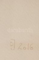 Dévényi János (1956-): Konkrét formák. Akril, papír, jelzett, üvegezett keretben, 30×40 cm