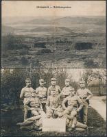 3 db I. világháborús katonai képeslap; Lövészárok, K. u. K. őrmester fotólap, német katonák csoportképe fotólap / 3 WWI military postcards; trench, K. u. K. sergeant photo, German soldiers photo