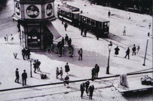 cca 1935 Budapest, Villamos a Berlin téren, ismeretlen forrás modern másolata Fekete György (1904-1990) budapesti fényképész hagyatékából, 10x15 cm