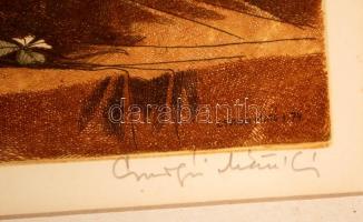 Csurgói Máté Lajos (1931-2001): Csendélet. Rézkarc, papír, jelzett, üvegezett keretben, 39×29 cm