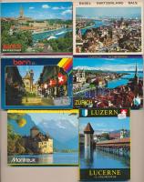 6 db MODERN svájci városképes, nem képeslap hátoldalú leporello füzet / 6 modern Swiss town-view leporello cards (non PC)