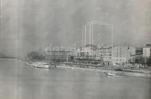 cca 1965 Budapest, a tervezett Duna Intercontinental szálloda perspektivikus képe, vintage fotó, 18,5x28 cm