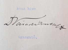 1901 Váradi Antal (1854-1923) az Országos Magyar Királyi Színművészeti Akadémia igazgatójának gépelt...