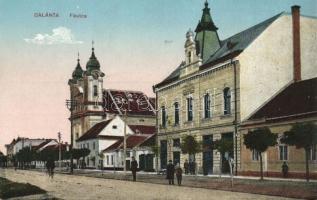 Galánta, Galanta; Fő utca, templom, Takarékpénztár / street, church, savings bank