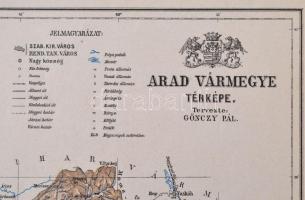 cca 1910 Arad vármegye térképe,  terv.: Gönczy Pál, 1:550000, Posner Károly Lajos és fia, 23,5×30,5 ...
