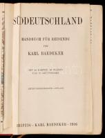 Karl Baedeker: Süddeutschland. Handbuch für Reisiende. Leipzig, 1926, Verlag von Karl Baedeker, XX+494 p. 32. kiadás. Kiadói aranyozott egészvászon kötés, festett lapélekkel. Térképekkel illusztrálva. Német nyelven. A borítója kopottas, foltos. A gerince kicsit sérült. / Cloth binding, in german language. The cover is worn and spotty. The spine is little bit damaged.