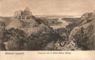 Lippa, Lipova; Solymosi vár, Máriaradna látképe, kiadja Zeitler Lajos / castle, view of Máriaradna (ázott sarok / wet corner)