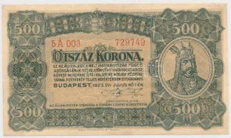 1923. 500K "Magyar Pénzjegynyomda Rt. Budapest" T:III Adamo K34