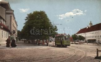 Nagyszeben, Hermannsplatz, villamos / square, tram (kopott sarok / worn edges)