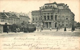 Pozsony, Pressburg, Bratislava; Városi színház, villamos megálló / theatre, tram stop (b)