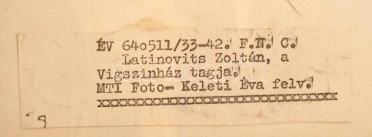 1964 Latinovits Zoltán (1931-1976) Kossuth-, Jászai Mari- és Balázs Béla-díjas magyar színész fotója...