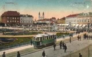 Szabadka, Subotica; Szent István tér, villamos / square, tram (b)
