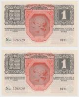 1916. 1K (2x) mindekettő "DEUTSCHÖSTERREICH" felülbélyegzéssel, sorszámkövetők T:I
Adamo ...