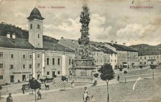 Körmöcbánya, Kremnica; Fő tér, Ritter Lipót J. üzlete, kiadja Kniep R. / main square, shop (EK)