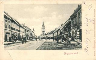 Nagyszombat, Trnava; Rákóczi utca utca, üzletek, Divald / street, shops (EB)